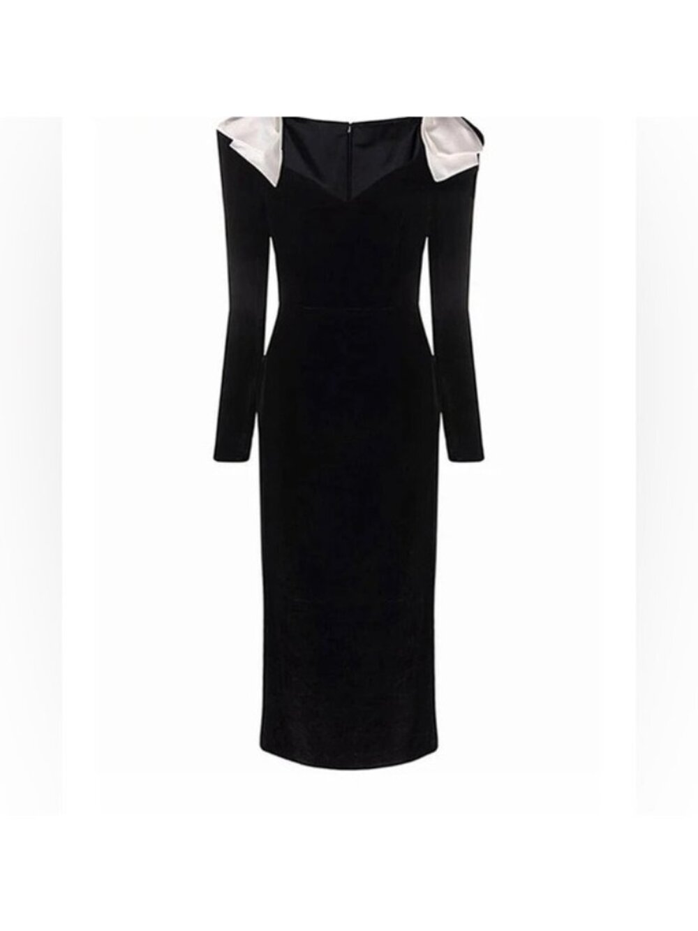 Poem BlackVelvet shoulder bowkont Midi dress, M